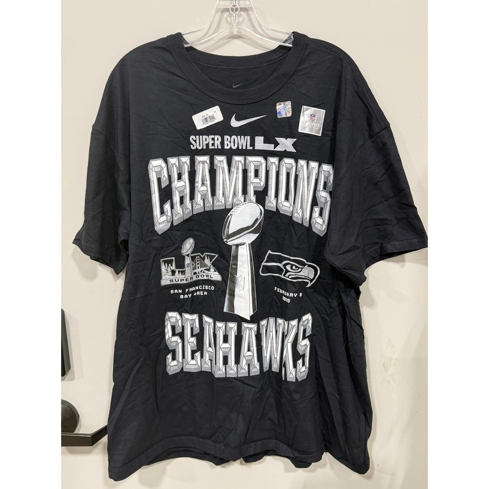 Nike Seattle Seahawks Super Bowl LX Champions Trophy Collection Shirt XL Black